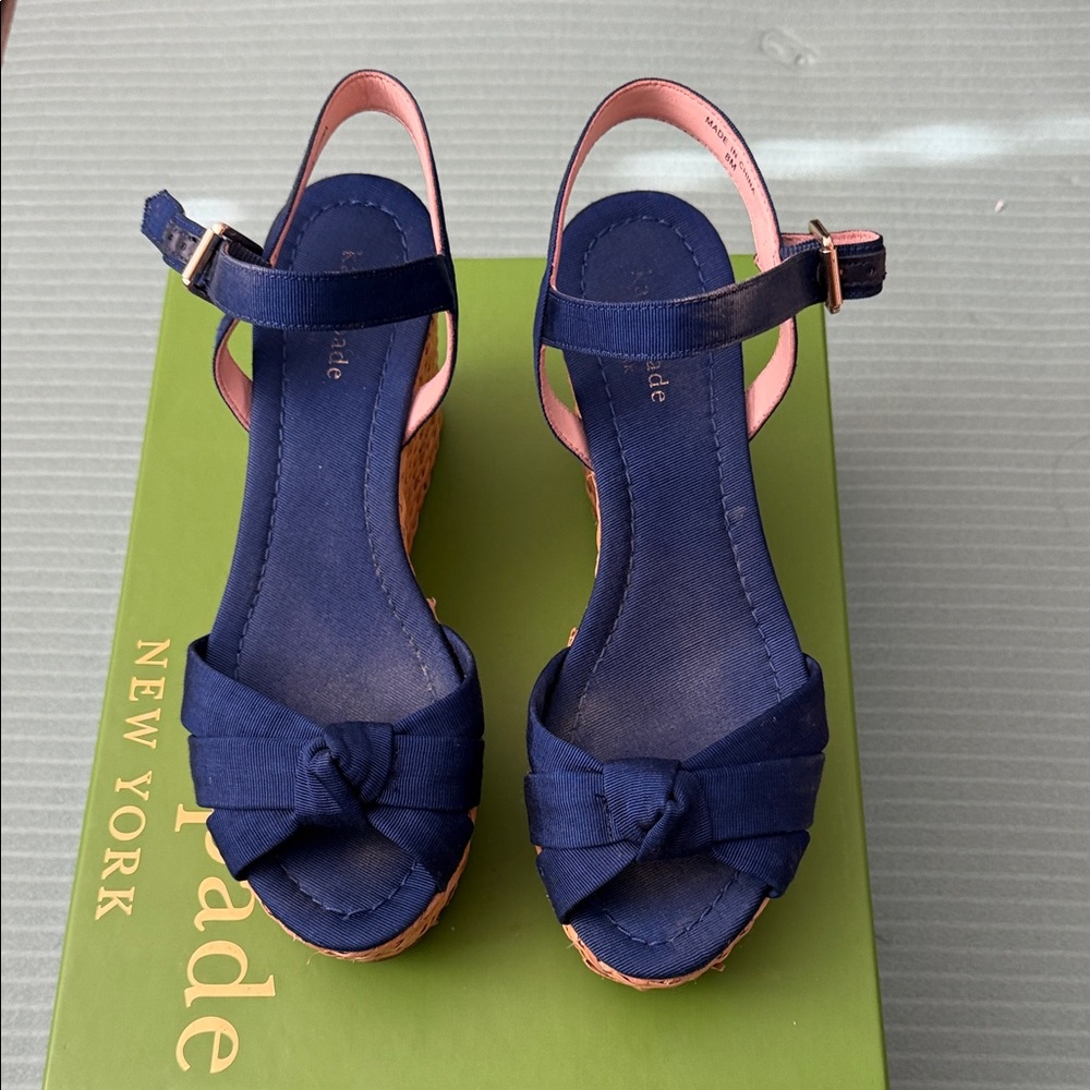 kate spade Navy Wedge Sandals